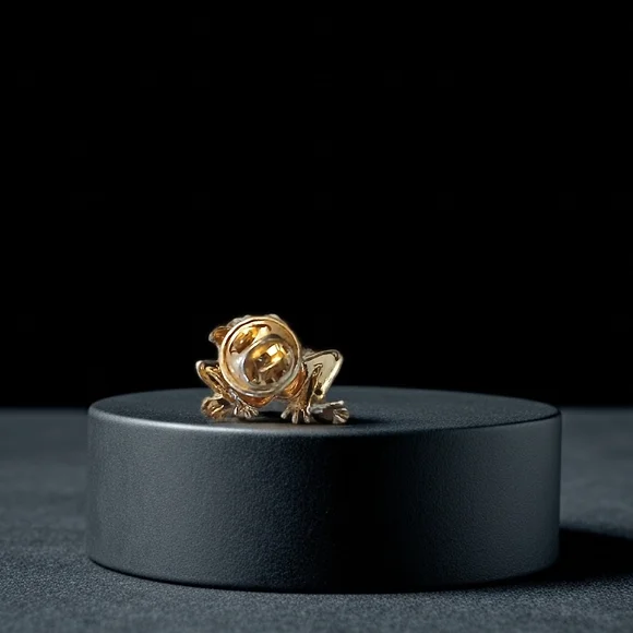 Avon Gold Tone Green and Silver Frog Tie Pin With Rhinestones - Picture 2 of 2